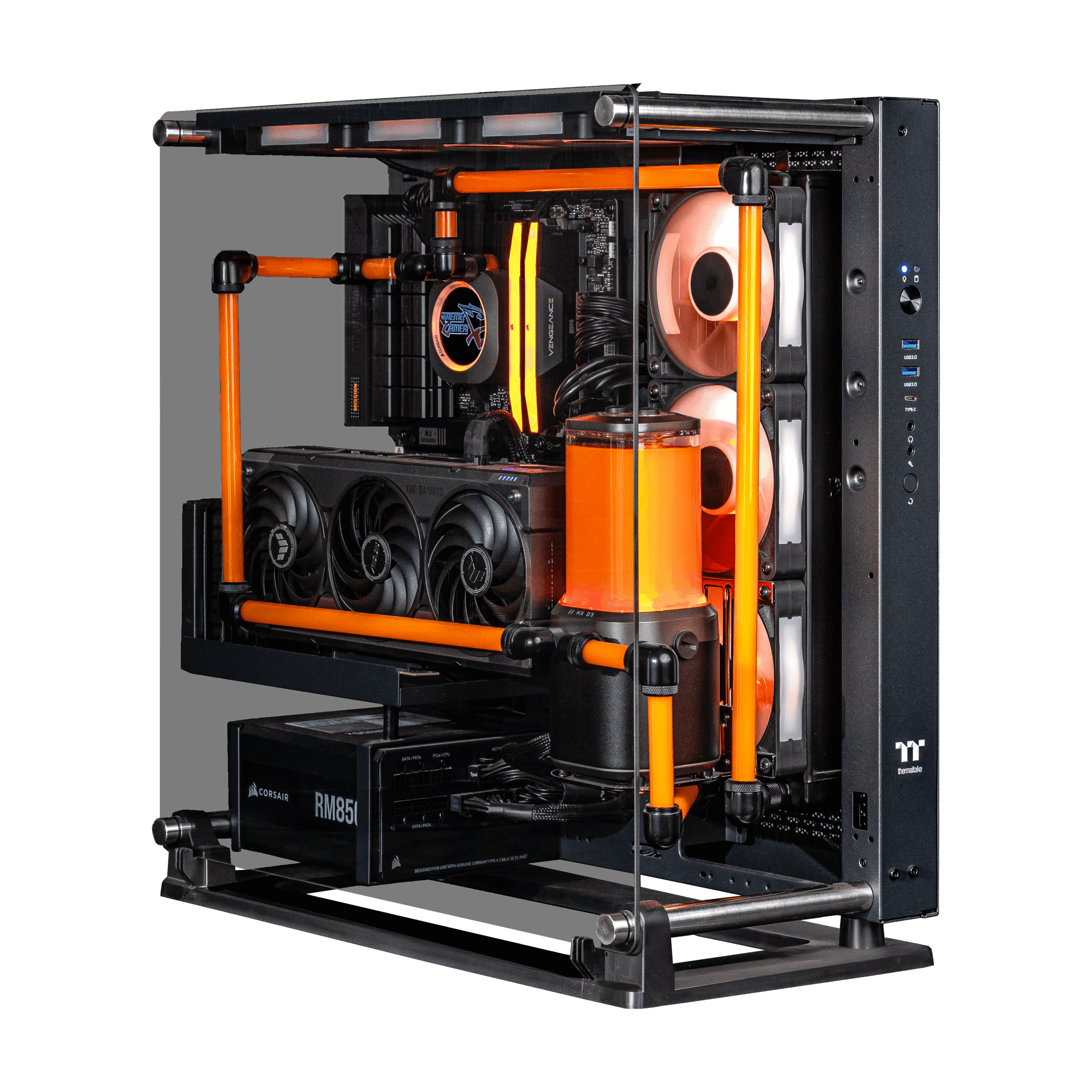 Custom front + side Extreme gamer ultimate custom oranje PC-toren